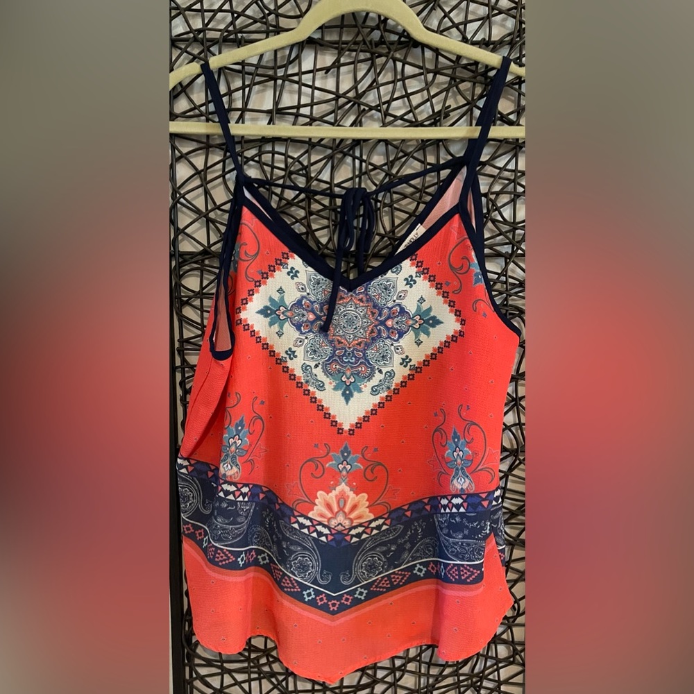 Miley & Molly Tank in Coral Red & Navy